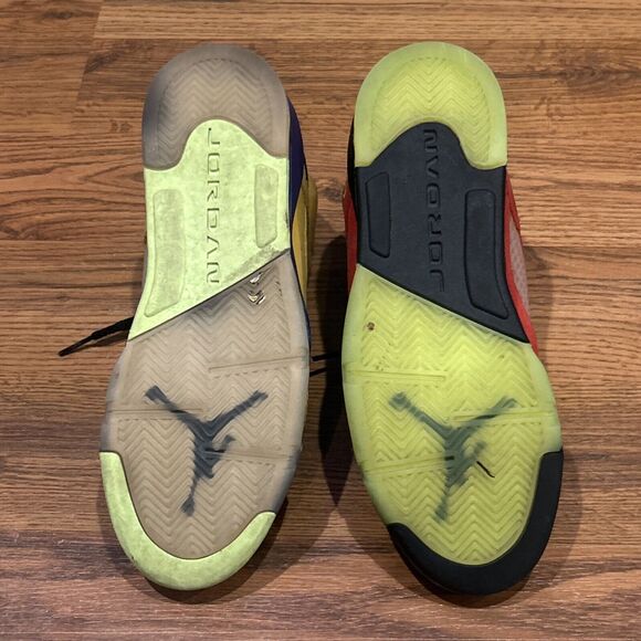 Nike Air Jordan 5 Retro SE Mid What The Size 5 Youth CZ6415-700 Red Yellow Boys - Picture 8 of 12